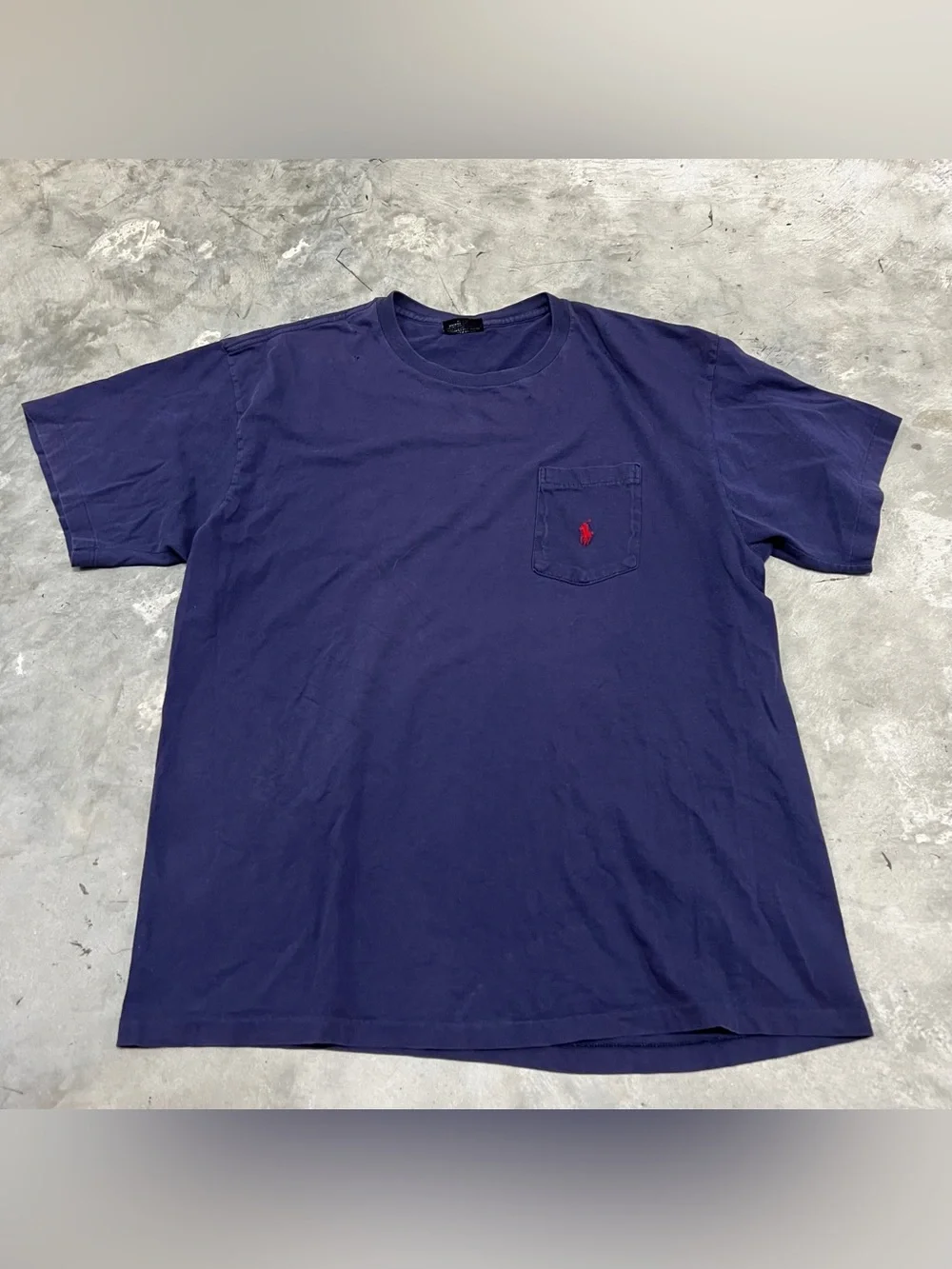Vintage Polo Ralph Lauren T Shirt Size Medium Single Stitch Blue Pocket Pony